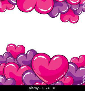 Ready-made postcard 'Happy Mother's Day' with big hearts. Vector illustration. Stock Vector