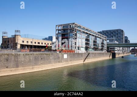 Modern buildings at the Rheinauhafen, Cologne, North Rhine-Westphalia, Germany, Europe Stock Photo
