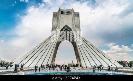 Tehran, Iran - April 2019: Azadi Tower in Azadi square in the Iranian capital Tehran Stock Photo