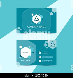 Business Card or Visiting Card Green Blue color Both Side Print Vector file with Photo space and creative look for your business, Medical or Doctor. Stock Vector