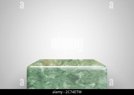 Empty green ceramic podium on white background. Best for product presentation. 3d rendered cube pedestal for placement. Stock Photo