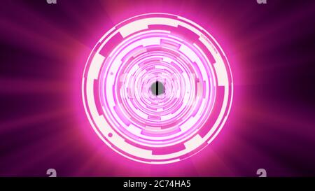 Abstract background techno circles tunnel, light neon Stock Photo