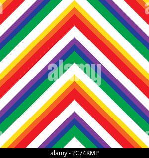 Rainbow Chevron diagonal striped seamless pattern background suitable for fashion texti Stock Vector