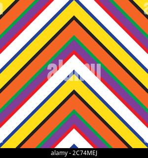 Rainbow Chevron diagonal striped seamless pattern background suitable for fashion texti Stock Vector