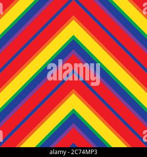 Rainbow Chevron diagonal striped seamless pattern background suitable for fashion texti Stock Vector