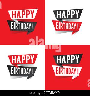 Modern design happy birthday text on speech bubbles. Vector illustration Stock Vector