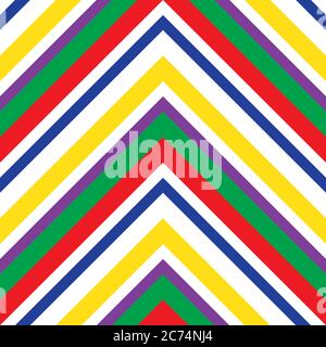 Rainbow Chevron diagonal striped seamless pattern background suitable for fashion texti Stock Vector