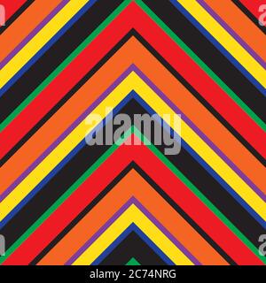 Rainbow Chevron diagonal striped seamless pattern background suitable for fashion texti Stock Vector