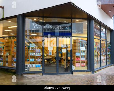 Worcester, United Kingdom - March 15 2020:  The frontage of Waterstones bookshop on The Shambles Stock Photo