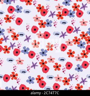 Seamless pattern. Vector floral design with wildflowers. Romantic background Stock Vector