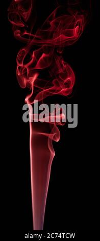 Red vertical smoke line on black background. Elegant colorful curves wallpaper Stock Photo