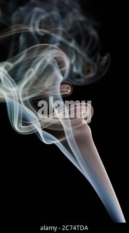 Abstract smoke swirls pink color on black background. Elegant colorful curves wallpaper Stock Photo