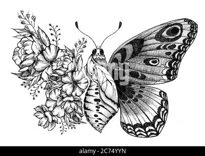 Butterfly Tattoo Drawing Vector Graphics Design PNG 800x800px Butterfly  Area Art Artwork Black Download Free