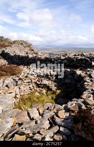 Iron Age Houses, Tre'r Ceiri, Hill Fort, Yr Eifl Mountains, Lleyn Peninsula, Gwynedd, North Wales. Stock Photo