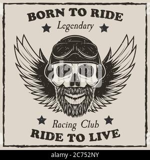 Vintage motorcycle t-shirt vector grunge illustration Stock Vector