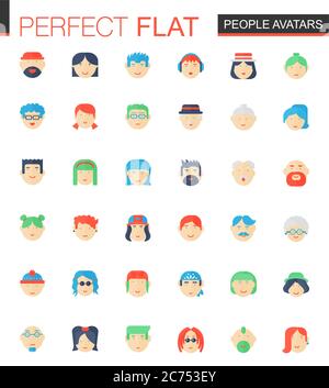 Vector set of flat People avatars icons set Stock Vector