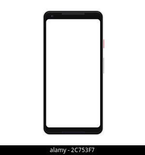 Smartphones isolated on white background. Mobile phone with blank screen. Cell phone mockup design. Vector illustration. Stock Vector