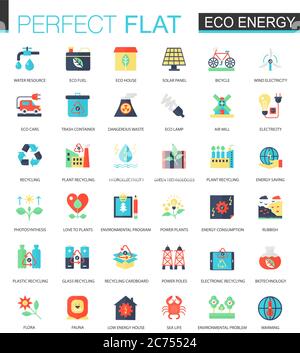 Vector Eco energy complex flat icon concept. Web infographic icons design set Stock Vector