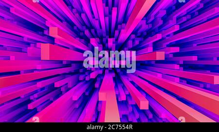 Abstract geometric 3d shapes background made of colorful bars, big digital data concept, perspective view Stock Photo