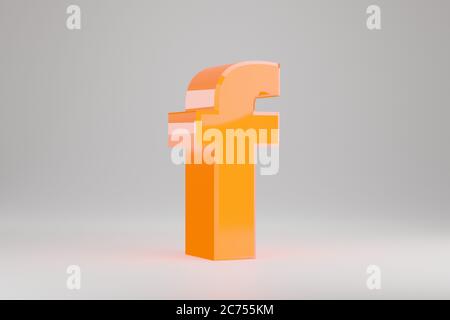 Neon 3d letter F lowercase. Yellow neon letter isolated on white background. Glossy yellow neon glowing alphabet. 3d rendered font character. Stock Photo