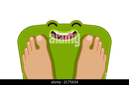 Cartoon Cute Avocado Happy Loss Weight on Weighing Scales, Scales