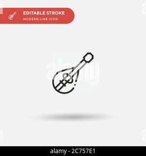 Mandolin Simple vector icon. Illustration symbol design template for web mobile UI element. Perfect color modern pictogram on editable stroke. Mandolin icons for your business project Stock Vector