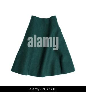 Clothes and accessories. Emerald skirt isolated on white background. Stock Photo