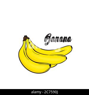 A ready-made card design with beautiful bananas and geometric elements. Vector illustration. Tropical fruits. Summer. Stock Vector