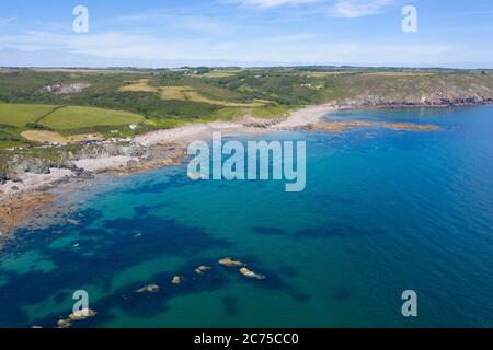 Aerial photograph of Kennack Sands, Lizard, Cornwall, England, United Kingdom Stock Photo