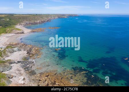 Aerial photograph of Kennack Sands, Lizard, Cornwall, England, United Kingdom Stock Photo