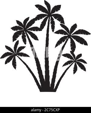 Palm Trees. Silhouettes vector illustration isolated on white background. Vector Illustration. EPS file Stock Vector