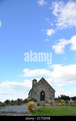 The Church of the Good Shepherd on the shores of Lake Tekapo on the South Island of New Zealand is a small Anglican church used by various denominatio Stock Photo