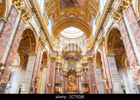 ROME, ITALY - MAY 05, 2019: Picturesque ceiling of San Carlo al Corso basilica in Rome, Italy. Stock Photo