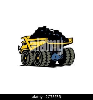 Vector illustration Dump truck with coal isolated on a white background Stock Vector