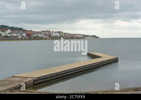 A view of the marine lake at West Kirby on the Wirral, Merseyside, UK. Taken on 30th June 2020. Stock Photo