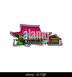 chinese temple on isolated white backrground 3d illustration Stock Vector