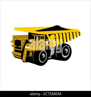 Vector illustration Dump truck with coal isolated on a white background Stock Vector