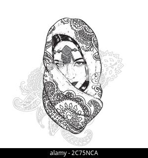 Beautiful sultan in a turban with patterns. Vector illustration. Oriental man. Fashion & Style. Stock Vector