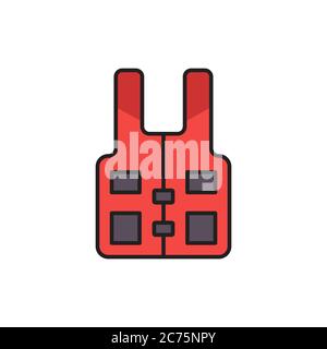 Fishing vest vector icon symbol apparel isolated on white background Stock Vector