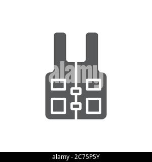 Fishing vest vector icon symbol apparel isolated on white background Stock Vector