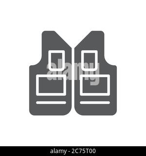 Fishing vest vector icon symbol apparel isolated on white background Stock Vector