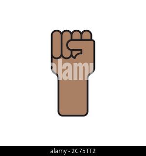 Fist hand up gesture vector icon symbol isolated on white background Stock Vector