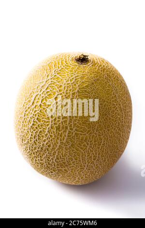 Cantaloupe yellow melon fruit isolated on white background Stock Photo