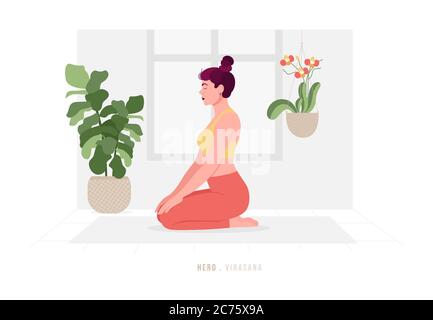 Creative poster or banner design with illustration of woman doing yoga for Yoga Day Celebration. Stock Vector