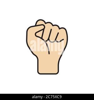 Fist hand up gesture vector icon symbol isolated on white background Stock Vector