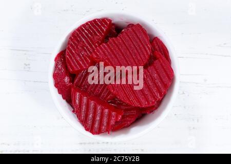 Beetroot from above bowl on a wooden board wood Stock Photo