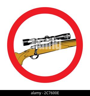 Hand-drawn Sniper rifle with telescopic sight. Cartoon Vector Art Stock Vector
