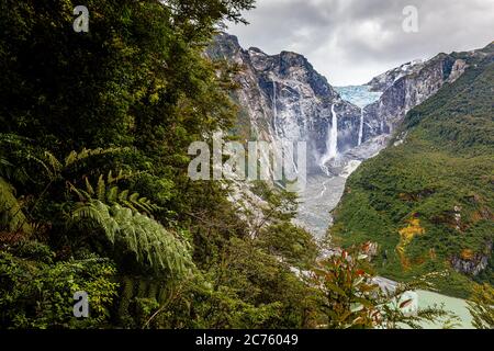 The glacier of Ventisquero Colgante, near the village of Puyuhuapi, Chile Stock Photo