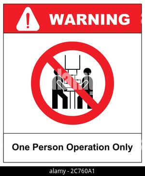 One person operation only sign. Prohibition sign or no sign icon vector simple isolated on white background. Warning banner Stock Vector