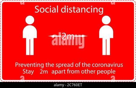 Icon people concept Social Distancing stay 2m apart from other people, the practices put in place to enforce social distancing, vector illustration Stock Vector